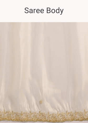 Beige Organza Tissue Saree With Embroidered Scallop