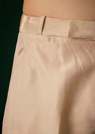 Beige Raw Silk Indowestern Sherwani Set