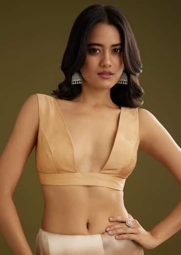 Beige Shaded Glass Tissue Saree With Stone Embellishment