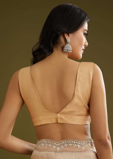 Beige Shaded Glass Tissue Saree With Stone Embellishment