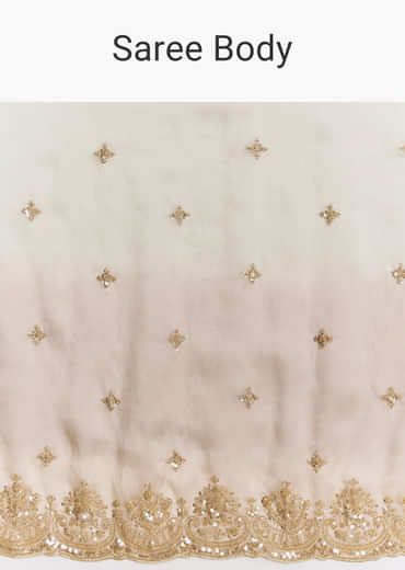 Beige Shaded Tissue Saree With Sequins Beads And Cutdana