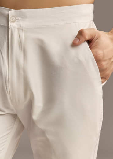 Beige Silk Designer Kurta For Men With Floral Print