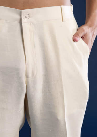 Beige Silk Jacket Kurta Set with Resham Embroidery