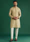 Beige Silk Kurta Set For Men With Subtle Woven Texture