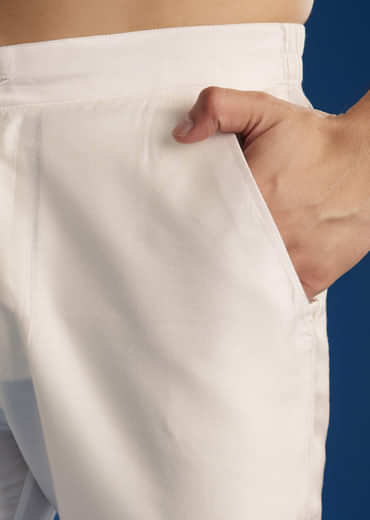 Beige Silk Pashmina Threadwork Kurta Jacket Set With Sequins