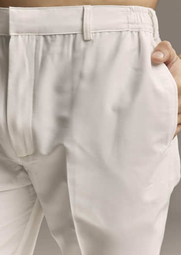 Beige Silk Printed Designer Kurta For Men With Floral Print