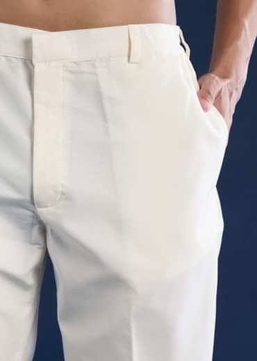 Beige Straight Kurta and Pant Set in Jacquard