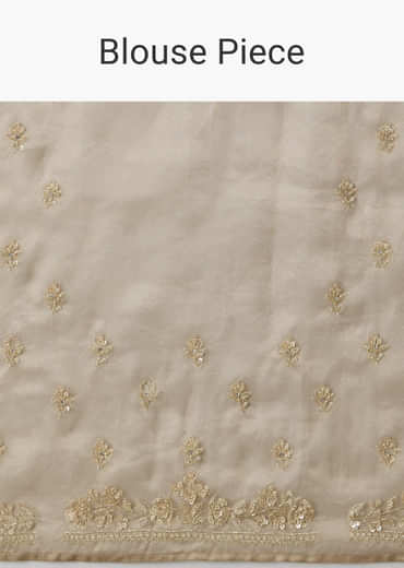 Beige Tissue Saree With Embroidered Brocade Blouse