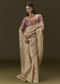Beige Tissue Saree With Embroidered Brocade Blouse