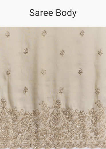 Beige Tissue Saree With Hand Embroidery With Cutdana And Sequins