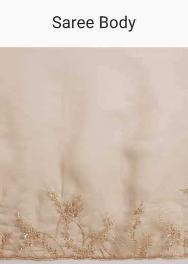Beige Tissue Saree With Heavy Cutdana And Beads Embroidery