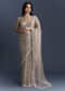 Beige Tissue Saree With Heavy Hand Embroidery