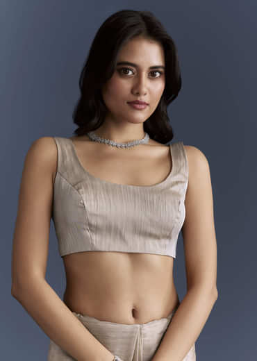 Beige Tissue Saree With Heavy Hand Embroidery