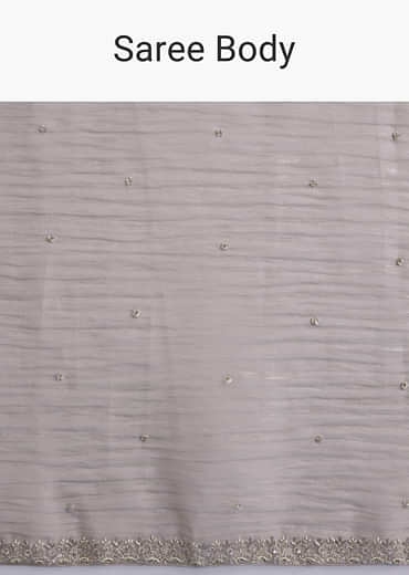 Beige Tissue Saree With Heavy Hand Embroidery