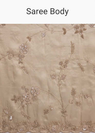 Beige Tissue Silk Saree With Heavy Hand Work