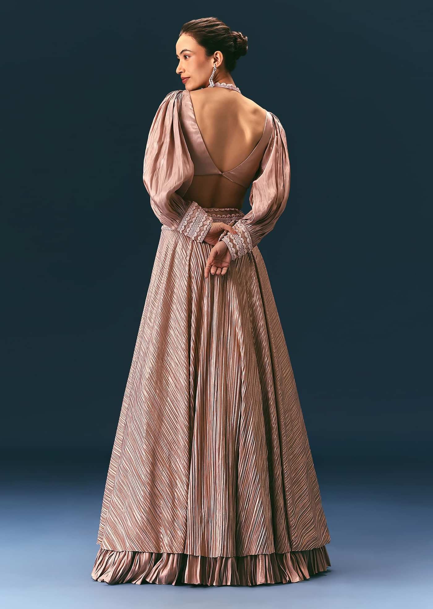 Beige Blouse With Double Layered Skirt