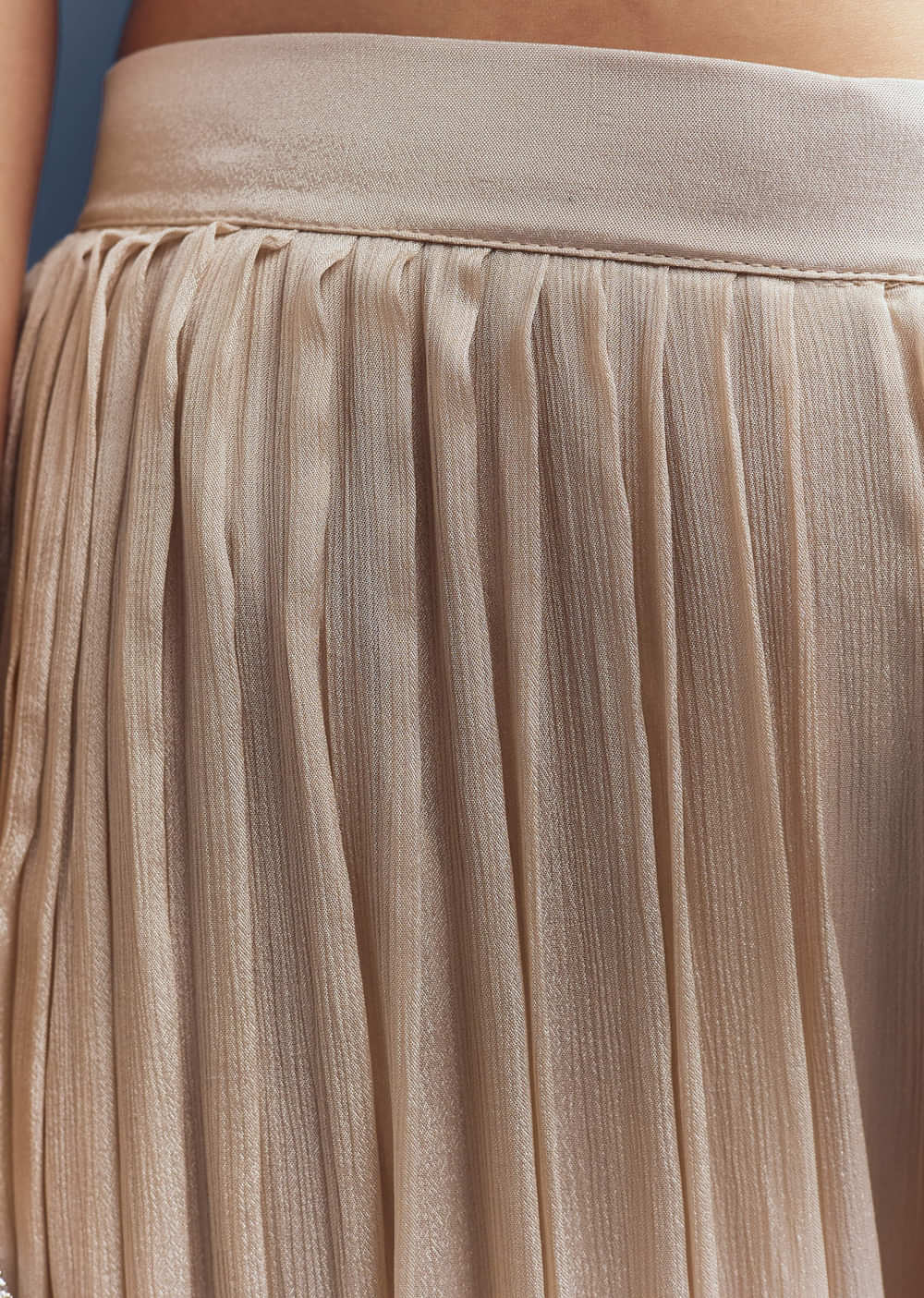 Beige Chinon Palazzo Suit With Intricate Hand Embroidery