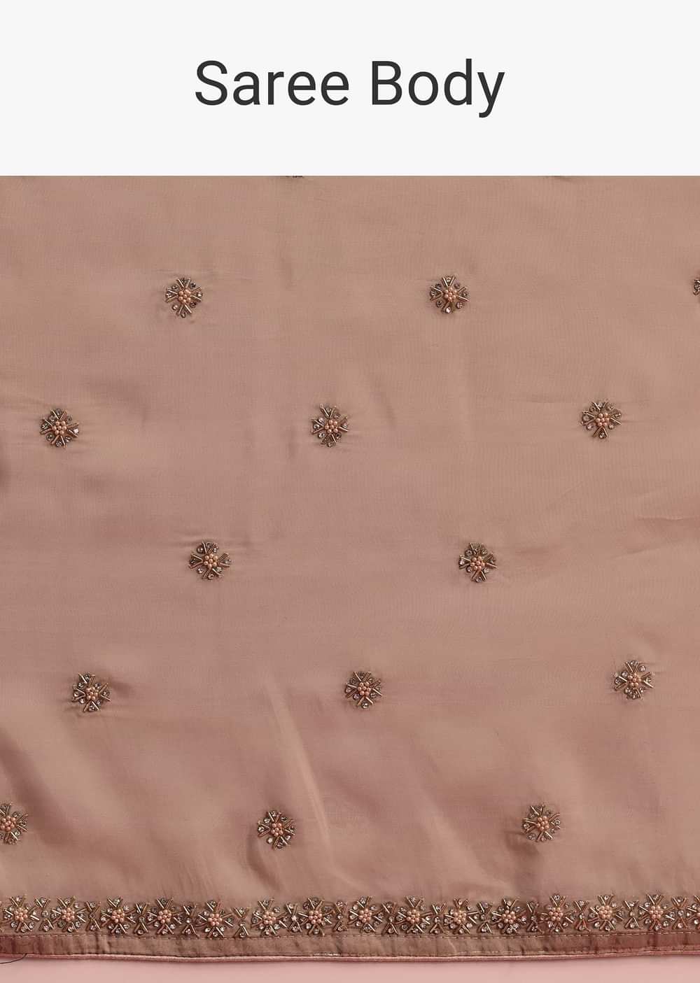 Beige Crepe Silk Saree With Cutdana Work