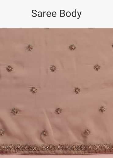 Beige Crepe Silk Saree With Cutdana Work