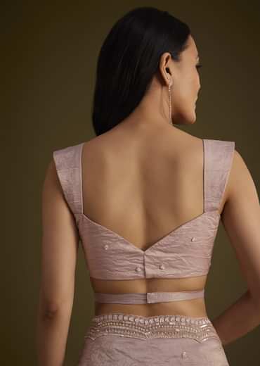 Beige Crushed Tissue Saree With Embroidered Border