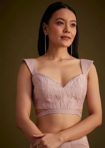 Beige Crushed Tissue Saree With Embroidered Border