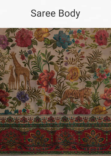 Beige Dola Silk Woven Saree With Nature Motif Embroidery