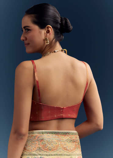 Beige Dola Silk Woven Saree With Nature Motif Embroidery