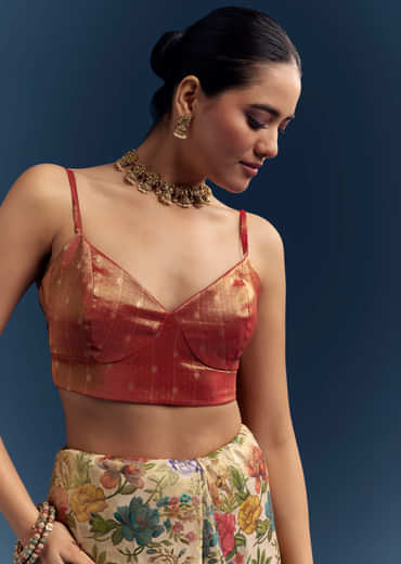 Beige Dola Silk Woven Saree With Nature Motif Embroidery