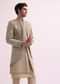 Beige Double Layered Raw Silk Sherwani And Kurta Set