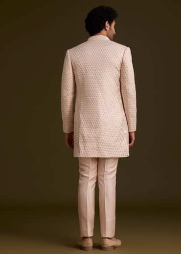 Beige Embroidered Indo Western Set