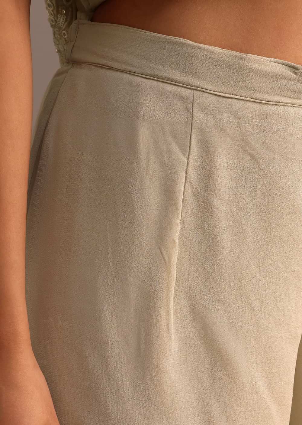 Beige Embroidered Sharara Set With Dupatta