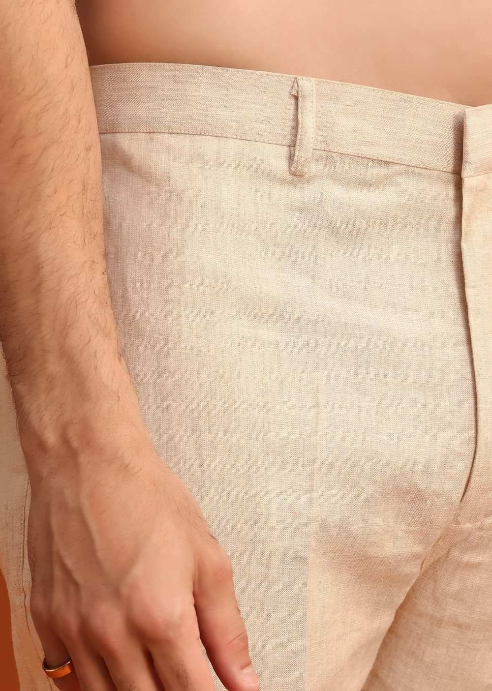 Beige Floral Hand Embroidered Kurta Jacket Set