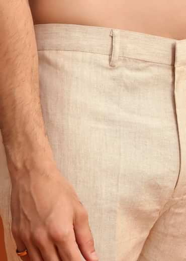 Beige Floral Hand Embroidered Kurta Jacket Set