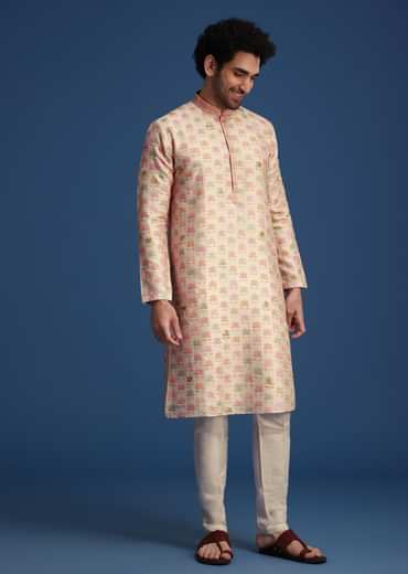 Beige Floral Printed Kurta Set