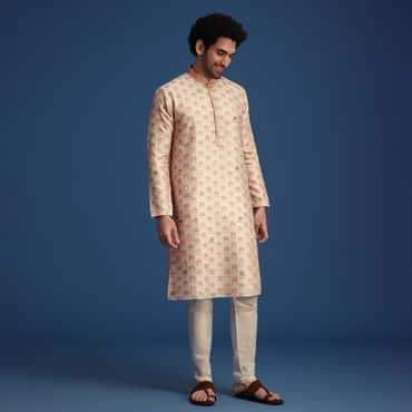 Beige Floral Printed Kurta Set