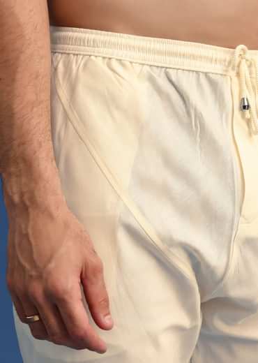 Beige Foil Print Kurta Set