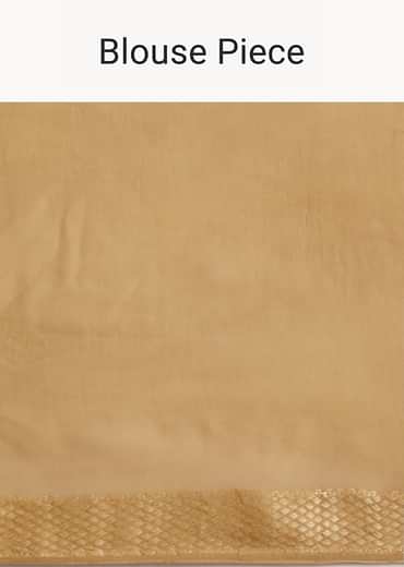 Beige Khaddi Georgette Jaal Work Saree With Animal Bird Motifs