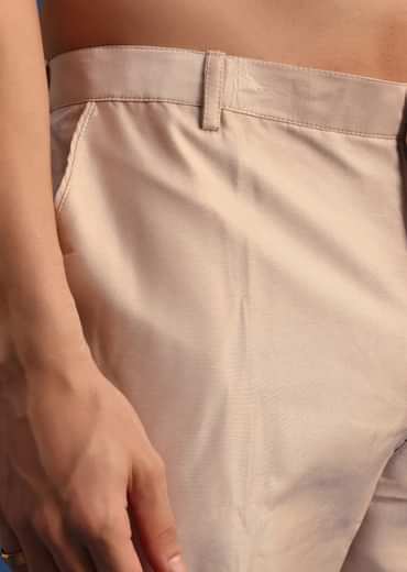 Beige Kurta Jacket Set With Thread Work For Men