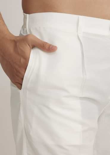 Beige Linen Kurta With Floral Print