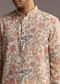 Beige Linen Printed Kurta Set For Men With Embroidery