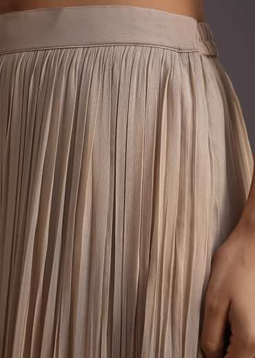 Beige Lucknowi  kurta set With Flared Palazzo And Resham Work Dupatta