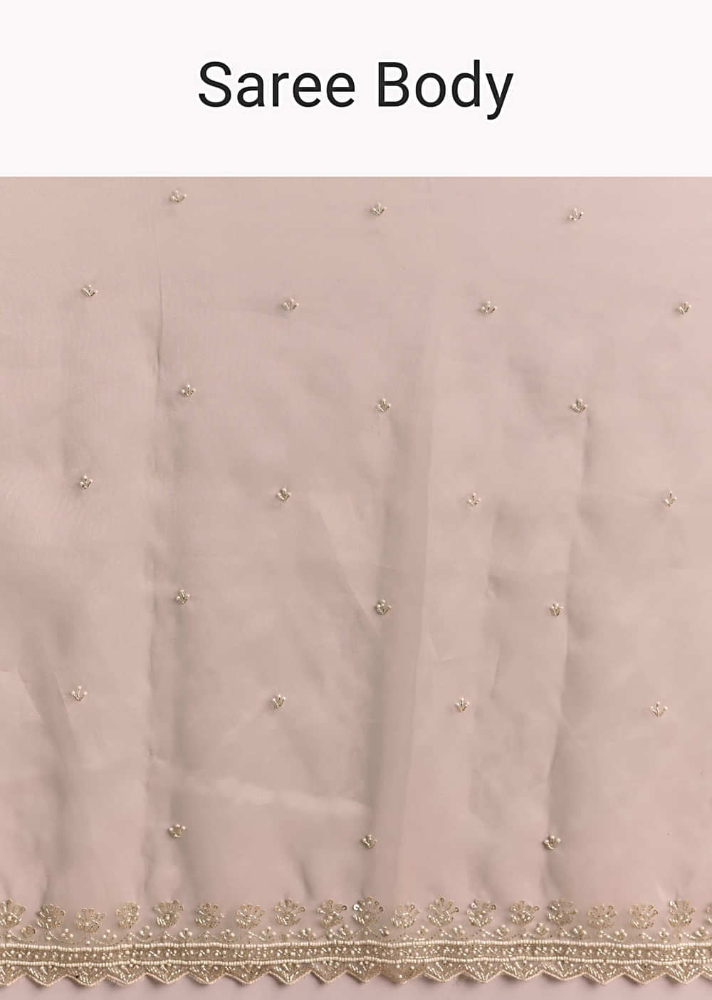 Beige Organza Embroidered Saree With Jaal And Butti Work