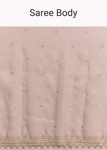 Beige Organza Embroidered Saree With Jaal And Butti Work