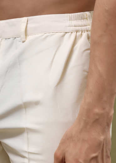 Beige Printed Kurta Set For Men