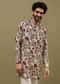 Beige Printed Kurta Set For Men