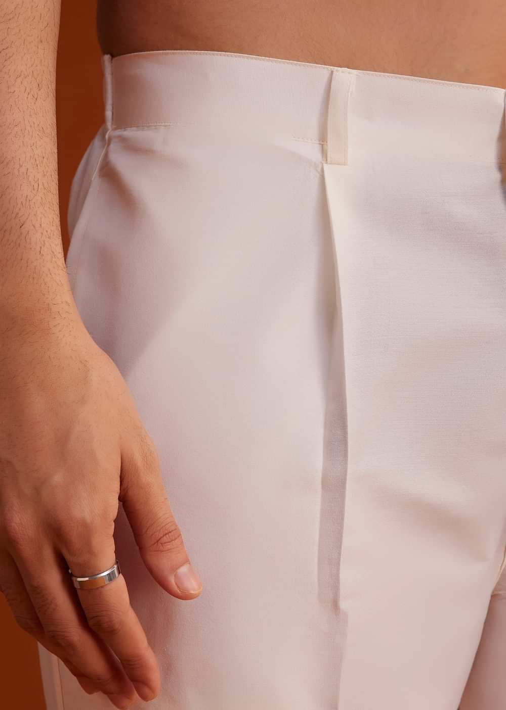 Beige Printed Silk Kurta Set Hand Embellishments