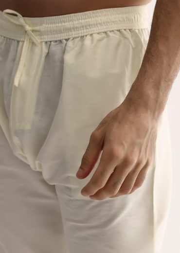 Beige Silk Abla Work Kurta Set For Men