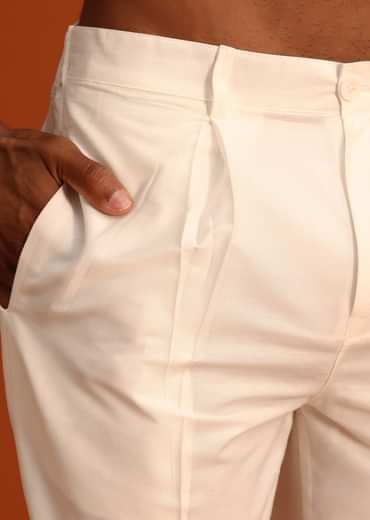 Beige Silk Kurta Set With Printed And Embroidered Work