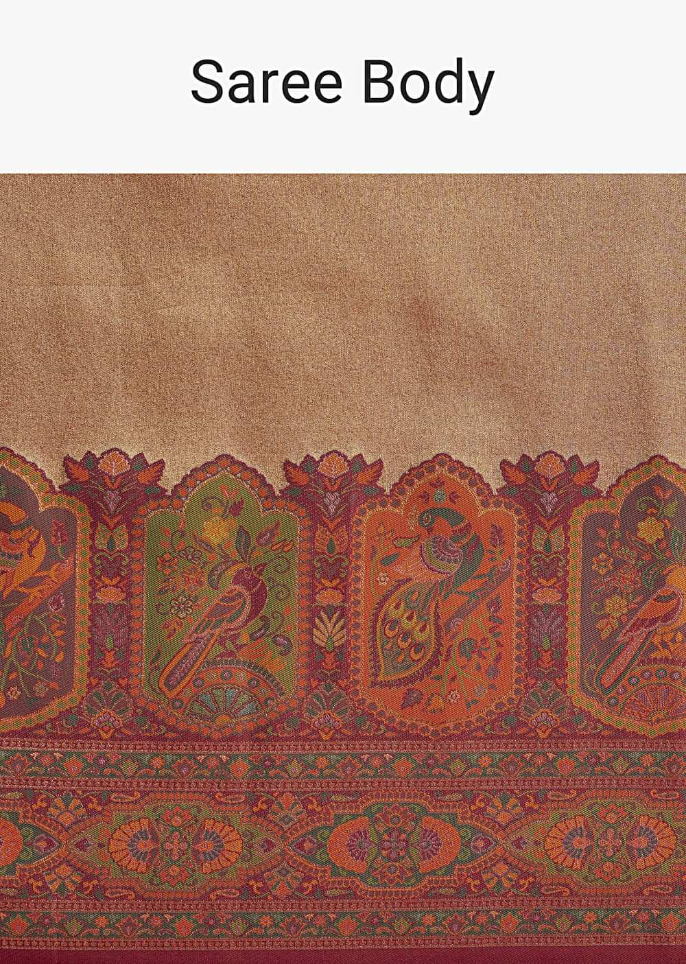 Beige Silk Saree With Traditional Woven Motifs