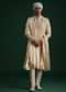 Beige Silk Sherwani Set With Zardozi Work